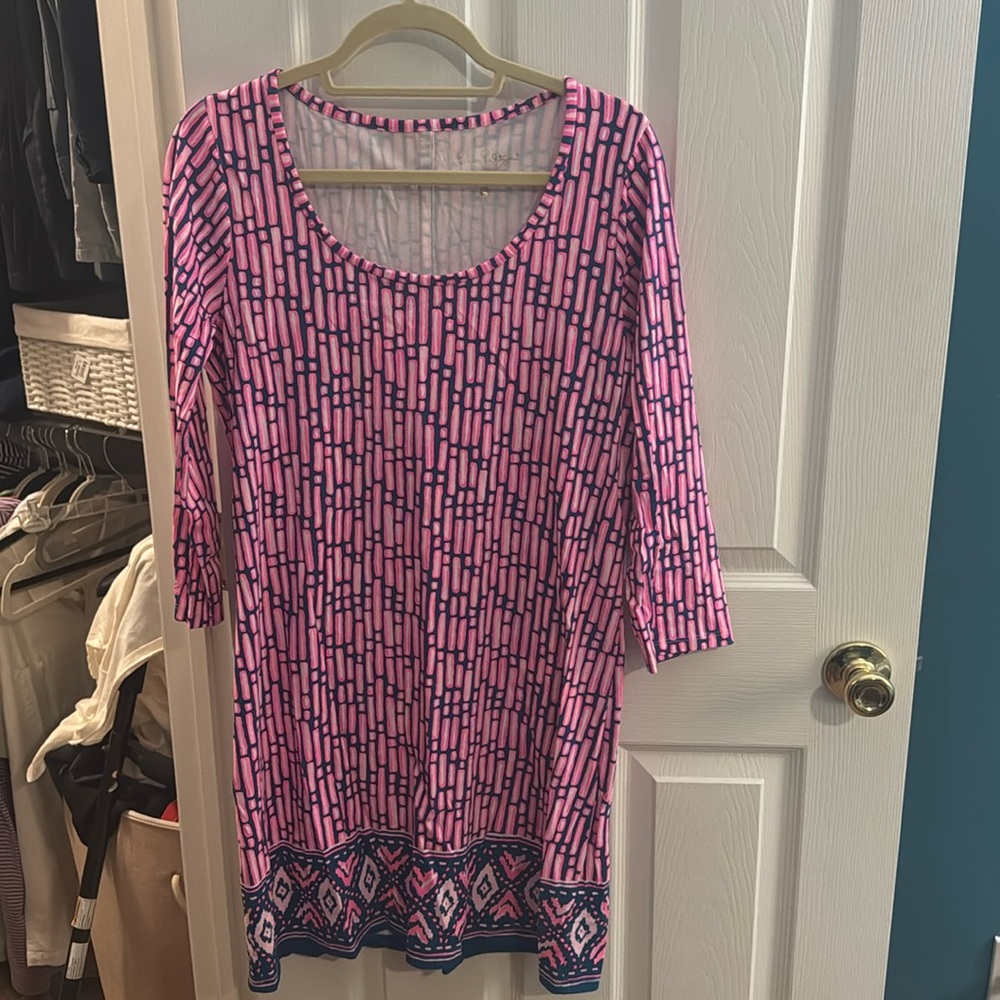 Lilly Pulitzer Beacon Dress Mandevilla Pink Slathouse Stripe Engineered L